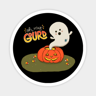 Oh My Gourd - Halloween - Hand Lettering - Ghost and Jack-o-Latern Magnet